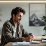 Architecte travaillant sur le dessin de plans de maison à sa table de travail