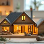 Maquette en papier maison artisanale posée sur une table, réalisée avec des techniques de pliage et de découpe précises
