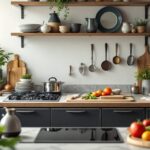 Plan de cuisine moderne avec aménagement optimisé et disposition fonctionnelle des espaces